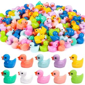 AUZHENCHEN 200 stk Tiny Ducks 10 Farver Lille Andefigurer Mini Resin Ducks Plast Små Miniatureænder Bulk til dukkehusindretning Micro Fairy Have Landskab A 10 pcs