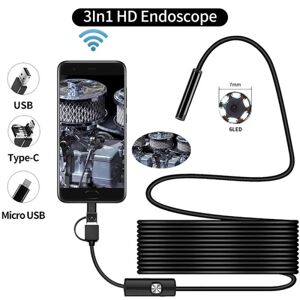 Komponenta Tech 2 m USB Endoskop Kamera Vandtæt IP67 Soft Kabel Android / PC Black