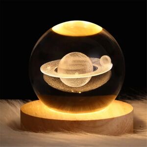 Galaxy 3D Kristall LED-ljus Solar System Ball Planet Night Light Saturn
