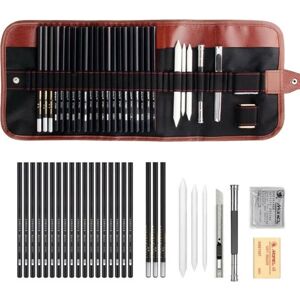 Galaxy 29 dele Skitse Pen Skissa Pennor Charcoal Shrine Set med etui