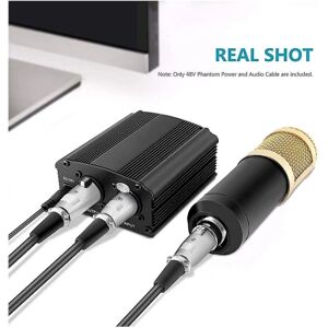 FMYSJ Til 48v Phantom Power Bm 800 mikrofonforsyning med adapter Xlr lydkabel til enhver musikoptagelse (FMY) Black