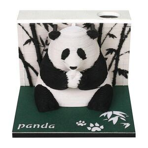 FMYSJ Omoshiroi Blocks 3D Notesblok 3D Kalender 2024 Sakura Tree House Skrivebordskalender uden lys Papercraft 3D julegave (FMY) Panda uden lys Panda