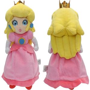 FMYSJ Princess Peach Plyslegetøj iført røde sko Pink nederdel Gult hår og krone fyldte dukkekollektion dekoration (FMY)