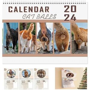 Cat Balls Calendar 2024, Funny Cat Butthole Calendar 12 Måneders Cat Balls Calendar, New Funny Cat Ball Wall Calendar 2024, Julegave
