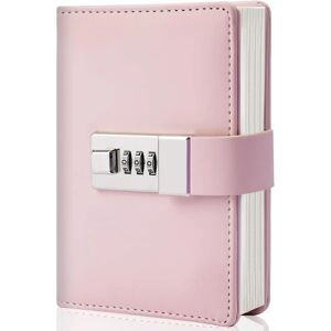 Heyone Journal med lås Personlig hemmelig dagbog Minilåsedagbog for piger Voksne Kvinder Låsejournal Kombination Låst Skrivning Rejsenotesbog Macaron Pink
