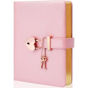 Heyone Dagbog for piger med lås og 2 nøgler, dagbog med lås til piger i alderen 8-12, hjerteformet låst journal til kvinder, guldkantede sider 5,3 x 7 tommer