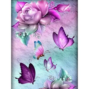 AVANA 30 x 40 cm, lilla pink blomster diamantmaleri