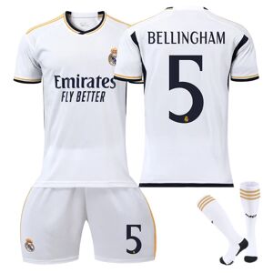 Real Madrid 23-24 sæson fodboldtrøje for voksne og børn - nr. 5 Bellingham-22 (120-130 cm) 22(120-130cm)