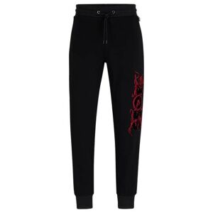 Boss Interlock-cotton tracksuit bottoms with embroidered and printed logo