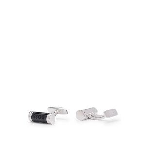 Boss Cylindrical cufflinks with enamel insert and engraved logo