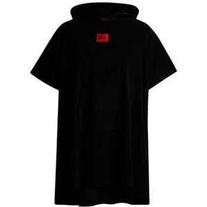 HUGO Hooded terry poncho with red logo label