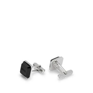 Boss Brass cufflinks with black faceted enamel insert