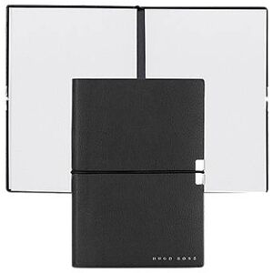 Boss A6 notebook in black faux leather with elasticated band