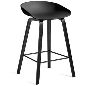 HAY AAS 32 Bar Chair Low SH: 65 cm - Black Lacquered Oak/Black Powder Coated Steel