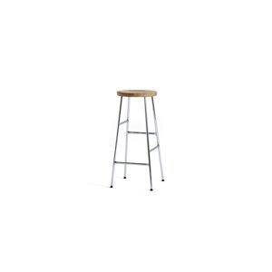 HAY Cornet bar stool High H: 75 cm - Chromed steel/Solid oak