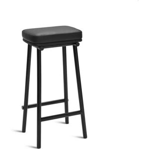 PLEASE WAIT to be SEATED Tubby Tube Bar Stool Upholstery H: 78 cm - Black/Savanne Leather