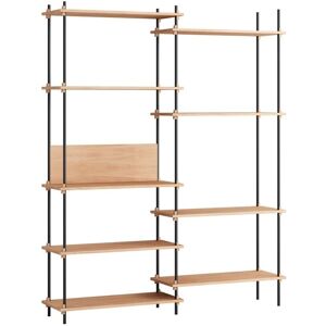 Moebe Shelving System Double w. Back Plate 200x162 cm - Oak/Black