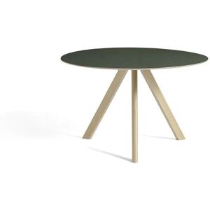 HAY CPH 20 Round Table Ø: 120 cm - Lacquered Solid Oak/Green Linoleum