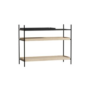 Woud Tray Shelf Low H: 81 cm - Black Painted & White Pigmented Oak