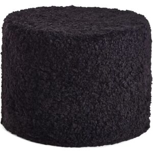 Natures Collection New Zealand Sheepskin Round Pouf Short Wool Curly Ø: 41 cm - Black