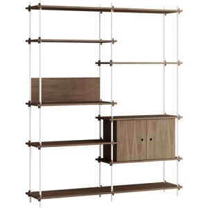 Moebe Shelving System Double w. Cabinet 200x162 cm - Smoked Oak/White