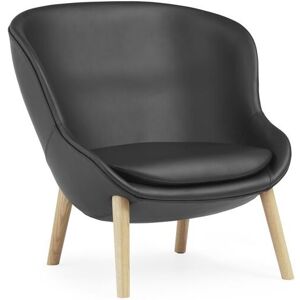 Normann Copenhagen Hyg Low Loungstol SH: 40 cm - Sort Læder/Eg