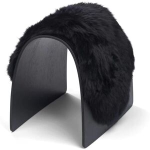 Natures Collection Sheep Stool Cover New Zealand Sheepskin Long Wool Medium - Black