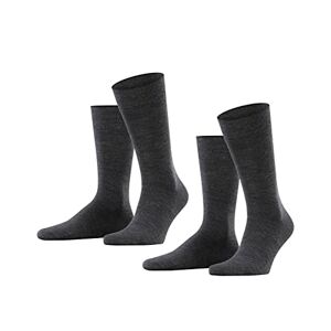 ESPRIT Men's Basic Wool Doppelpack Calf Socks, Grey (Anthrazit Meliert 3080), 9 (Manufacturer size: 43-46)