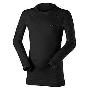 FALKE ESS Kids Wool Tech. long sleeve top, UK size 5-6 (EU 146-152), Black, virgin wool mix Sweat wicking, fast drying, warm, protection in cold to very cold temperatures, ideal for ski