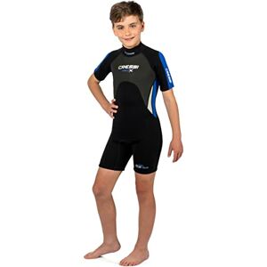 Cressi Unisex-Kinder Med X Jr Wetsuit 2.5mm Shorty Neoprenanzug Ideal zum Schnorcheln und Tauchen in gemäßigten Gewässern, Schwarz/Blau, M (10/11 Jahre)