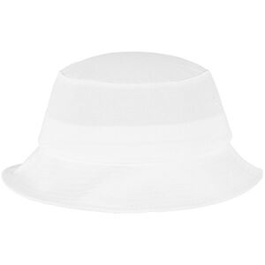Flexfit Cotton Twill Bucket Hat Unisex Anglerhut für Damen und Herren, einfarbig, mit patentiertem  Band, Farbe Weiß, one size