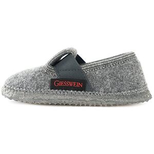 GIESSWEIN Türnberg Slippers Closed Children's Slippers Made of Wool Felt   Wam Slippers for Girls and Boys   Non-Slip Rubber Sole   Felt Slippers, Grey 017 Slate, 28 EU