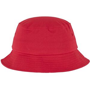 Flexfit Cotton Twill Bucket Hat Unisex Anglerhut für Damen und Herren, einfarbig, mit patentiertem  Band, Farbe Rot, one size