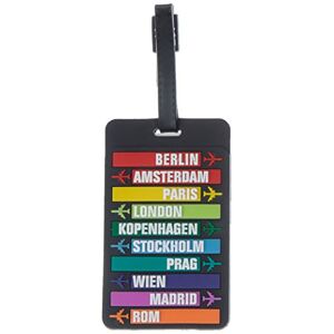 Hauptstadtkoffer Kofferanhänger inklusive Adressfeld, Kunststoff Kofferschild, Gepäckschild für Koffer Tasche Rucksack, Farbe:: Schwarz, 11 cm