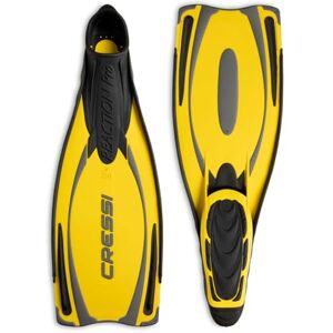 Cressi Reaction Pro Full Foot Scuba Diving Snorkeling Fins Yellow/Silver, 42/43-8/8.5