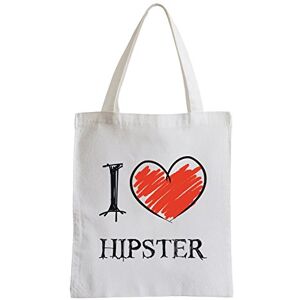 Pixxprint Pixxp/I Love Hipster Fun In Jute Bag Sports Bag – White