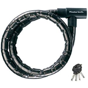 Master Lock Motorradschloss [Schlüssel] [1,2 m Stahlkabel] [Wetterfest] 8218EURDPS Ideal für Fahrräder und Motorräder, Schwarz, Vinylbeschichtet