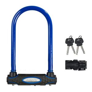 Master Lock Bügelschloss [Schlüsselschloss] [mit Halterung] [Zertifiziertes Fahrrad Schloss Secure-Gold-Zertifikat][Blau] 8195EURDPROCOLWB Ideal für Fahrräder