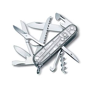 Victorinox pocket knife Huntsman (15 functions, scissors, wood saw, corkscrew) silver transparent