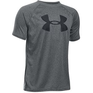 Under Armour Jungen Kurzarmshirt UA Tech Big Logo SS, Carbon Heather, YSM, 1228803-090