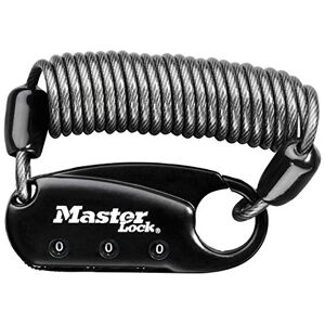 Master Lock Luggage Lock 3 Digit Set Your Own Combination Snap Hook Lock with 60 cm Coiled Cable Black 1551EURDBLK