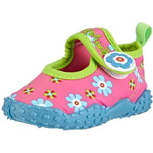 Playshoes Girls' Aqua Shoes Polka Dots, Pink Flowers