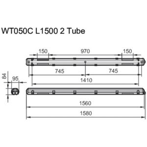 Philips Ledinaire Industriarmatur Wt050c Til 2 X Led Rør 1500 Mm