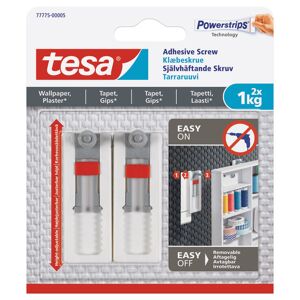 Tesa Powerstrips Klæbeskrue 1 Kg 2-Pak Justerbare I Hvid