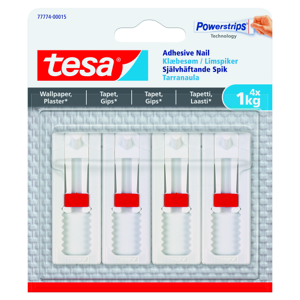 Tesa Powerstrips Klæbesøm 1 Kg 4-Pak Justerbare I Hvid
