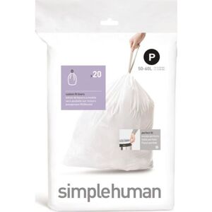 Simplehuman Special Tilpassede Poser, 50-60 L, Kode P, 20 Stk., Hvid