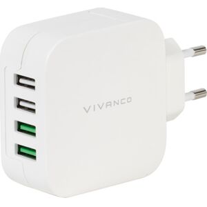 Vivanco Opladeradapter Til 4 Stk. Usb-A Med Smart Ic, 24w