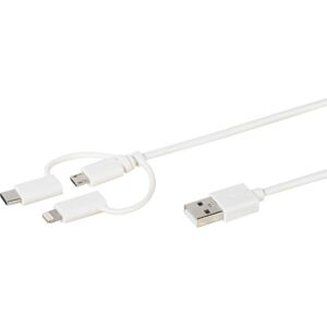 Vivanco Kabel Usb-A Til Usb-C & Lightning & Micro-Usb Hvid, 1 Meter