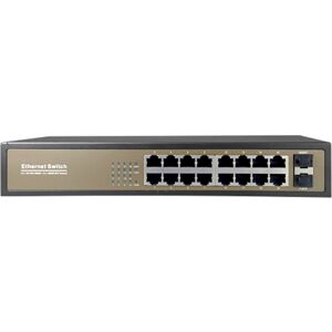 Secpro Switch 16xrj45 Gb + 2xsfp Gb Til 10/100/1000 Mbps