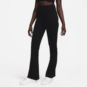 Tætsiddende Nike Sportswear Chill Knit-bukser med høj talje og svaj til kvinder - sort sort XL (EU 48-50)